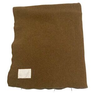 VTG 1943? Military Wool Blanket 76x59 Inch Brown Heavyweight American Woolen Co